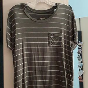 Green and white striped tee